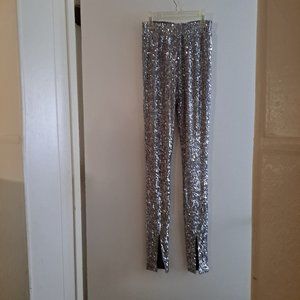 Silver Sequin Straight Leg Pants NWT